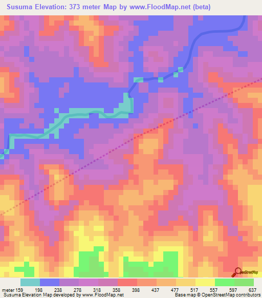 Susuma,Honduras Elevation Map