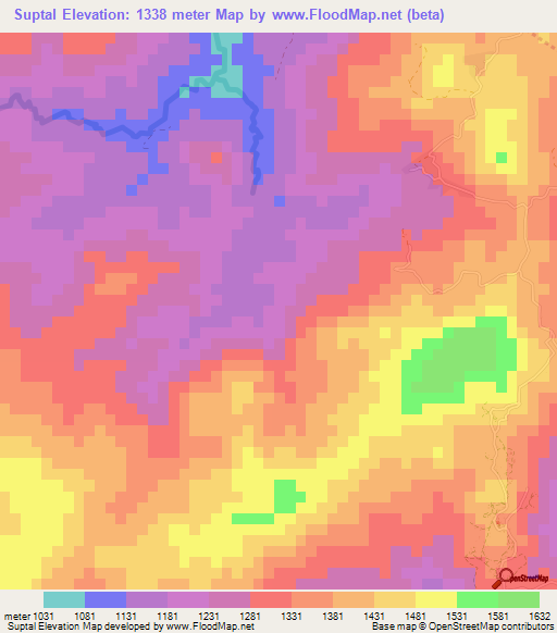 Suptal,Honduras Elevation Map