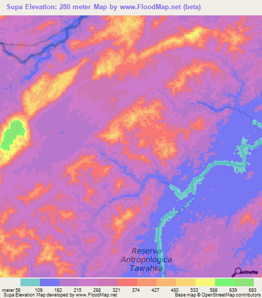 Supa,Honduras Elevation Map