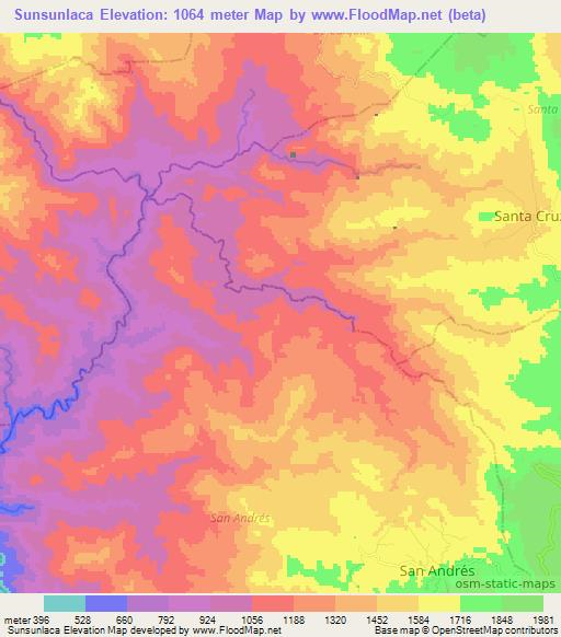Sunsunlaca,Honduras Elevation Map