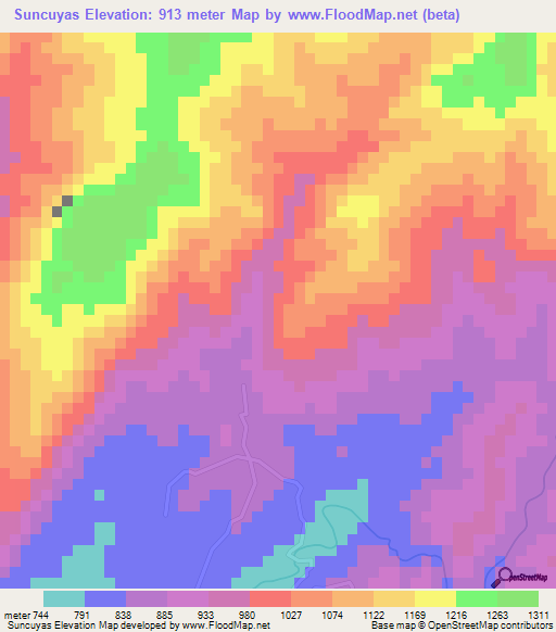 Suncuyas,Honduras Elevation Map