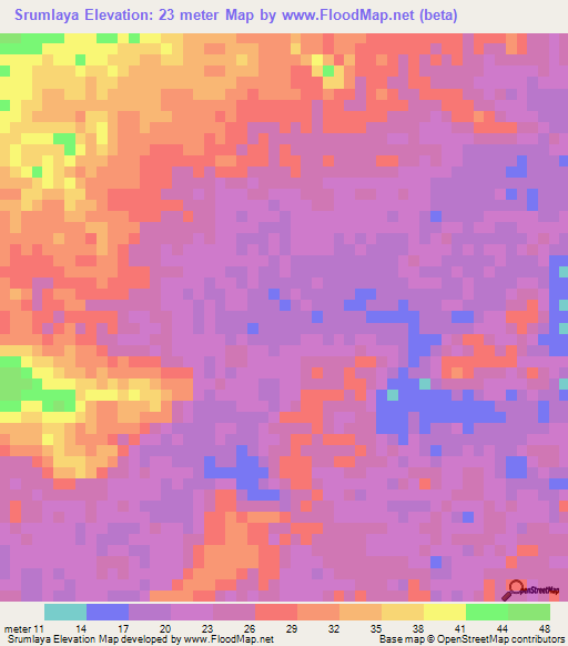 Srumlaya,Honduras Elevation Map