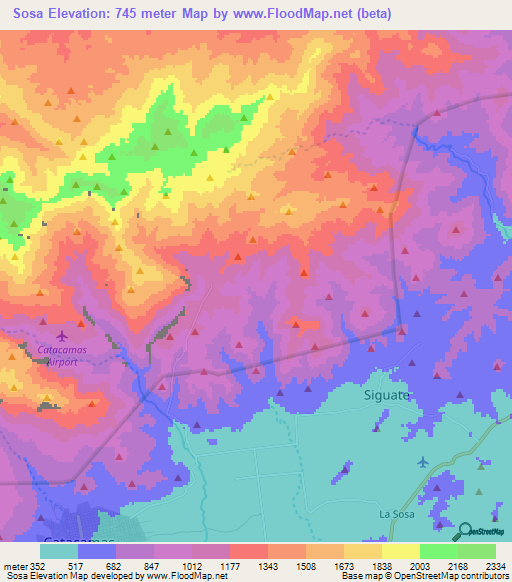 Sosa,Honduras Elevation Map
