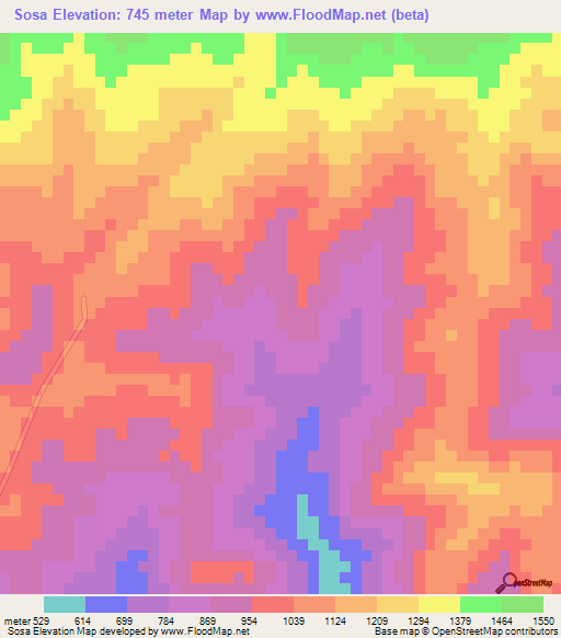 Sosa,Honduras Elevation Map