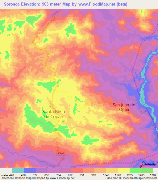 Sorosca,Honduras Elevation Map