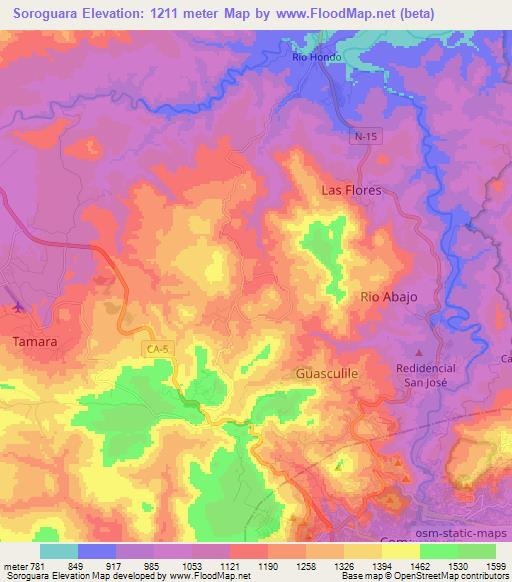 Soroguara,Honduras Elevation Map