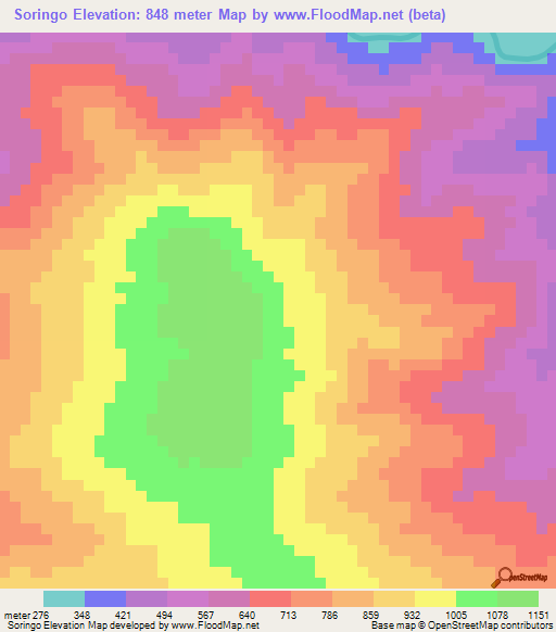 Soringo,Honduras Elevation Map