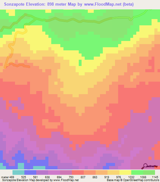Sonzapote,Honduras Elevation Map
