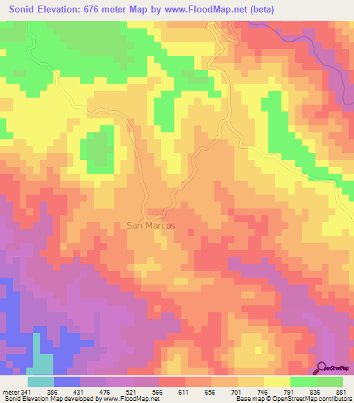 Sonid,Honduras Elevation Map