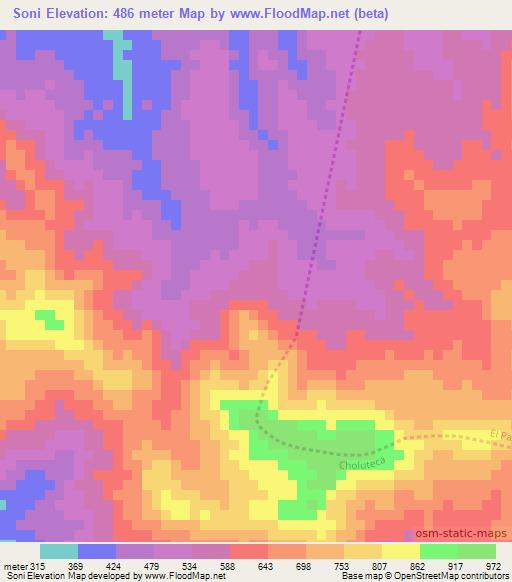 Soni,Honduras Elevation Map