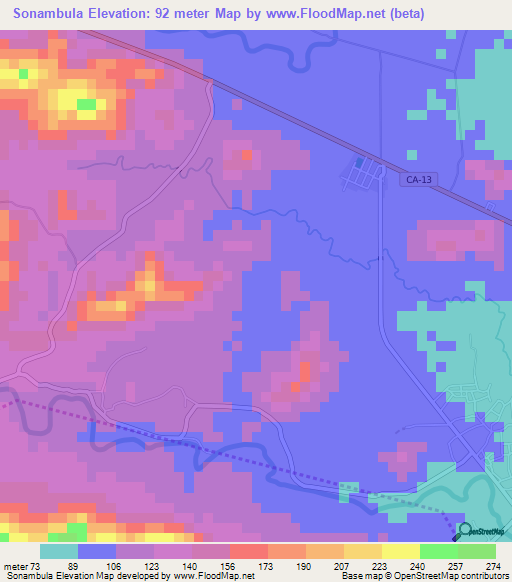 Sonambula,Honduras Elevation Map