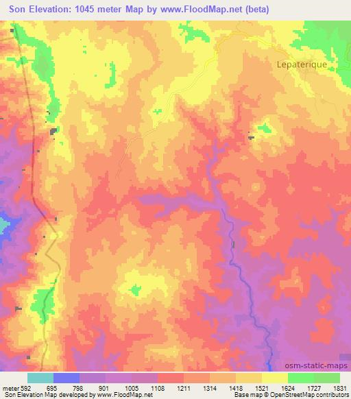 Son,Honduras Elevation Map