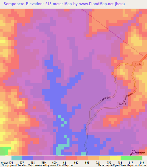 Sompopero,Honduras Elevation Map
