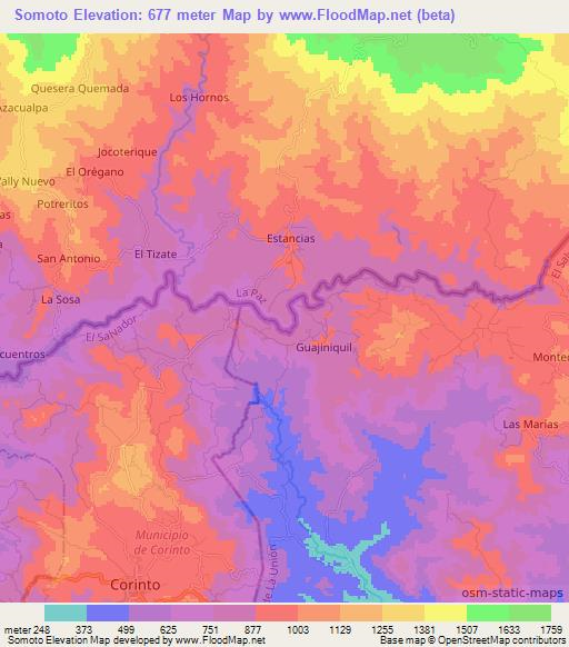 Somoto,Honduras Elevation Map