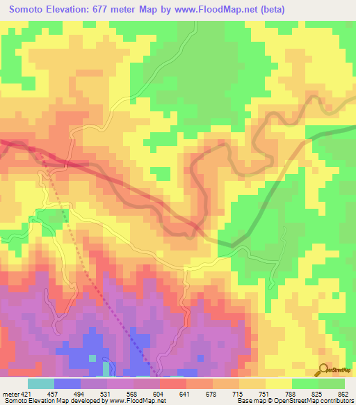 Somoto,Honduras Elevation Map