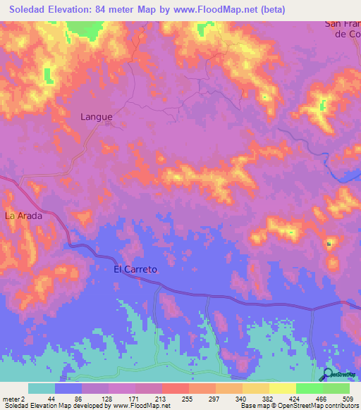 Soledad,Honduras Elevation Map
