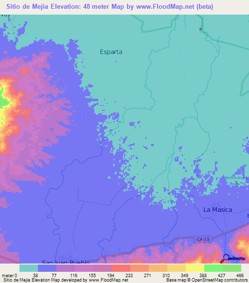 Sitio de Mejia,Honduras Elevation Map