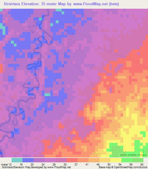 Sirsirtara,Honduras Elevation Map