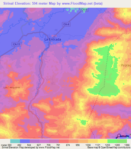 Sirinal,Honduras Elevation Map