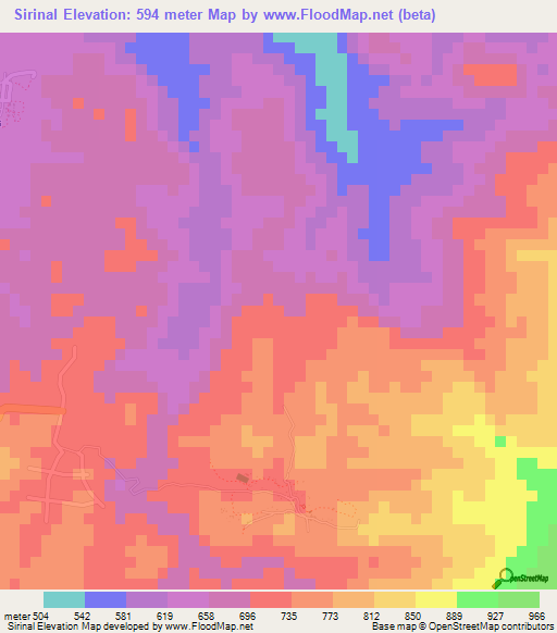 Sirinal,Honduras Elevation Map