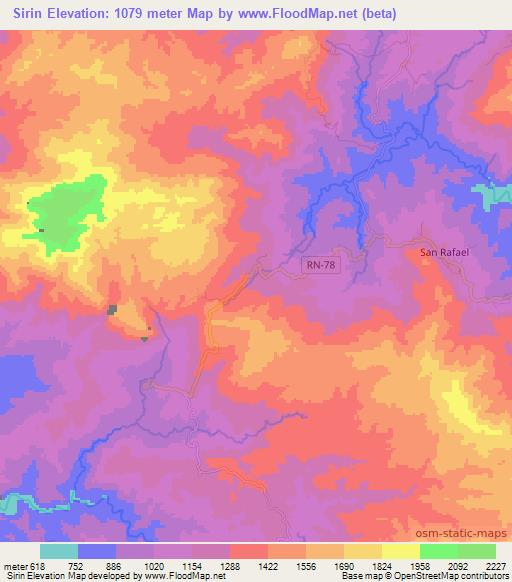 Sirin,Honduras Elevation Map