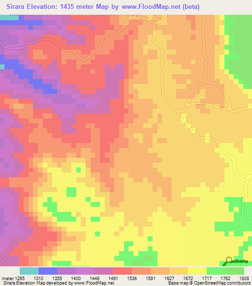 Sirara,Honduras Elevation Map