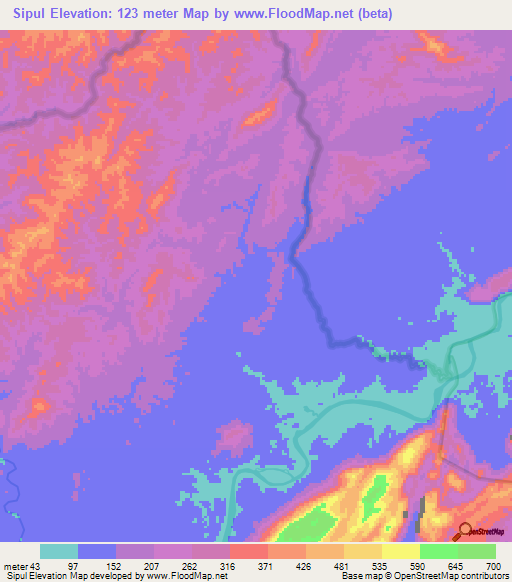 Sipul,Honduras Elevation Map