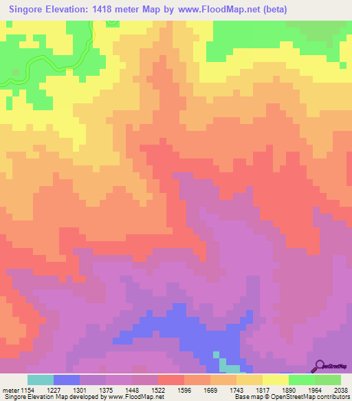 Singore,Honduras Elevation Map