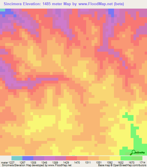 Sincimera,Honduras Elevation Map