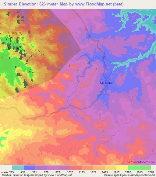 Simbra,Honduras Elevation Map