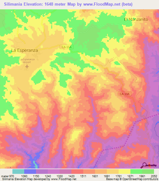 Silimania,Honduras Elevation Map