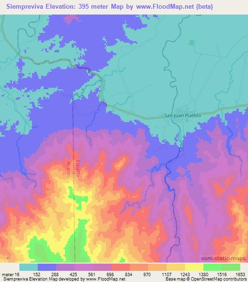 Siempreviva,Honduras Elevation Map