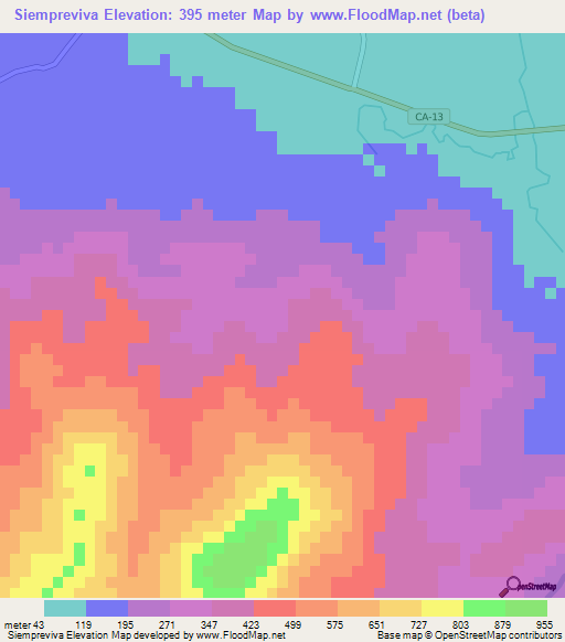 Siempreviva,Honduras Elevation Map