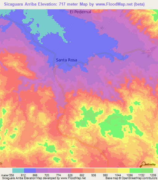 Sicaguara Arriba,Honduras Elevation Map