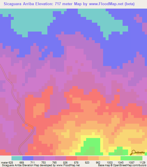 Sicaguara Arriba,Honduras Elevation Map