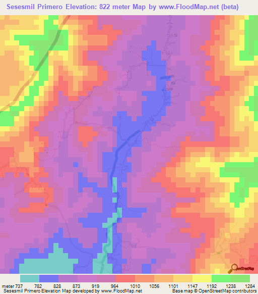 Sesesmil Primero,Honduras Elevation Map