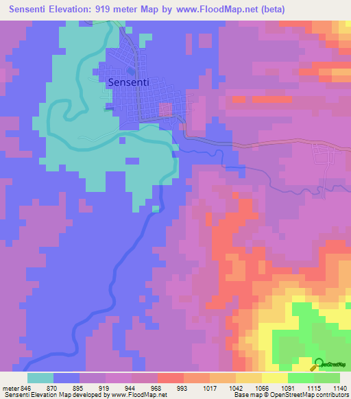 Sensenti,Honduras Elevation Map