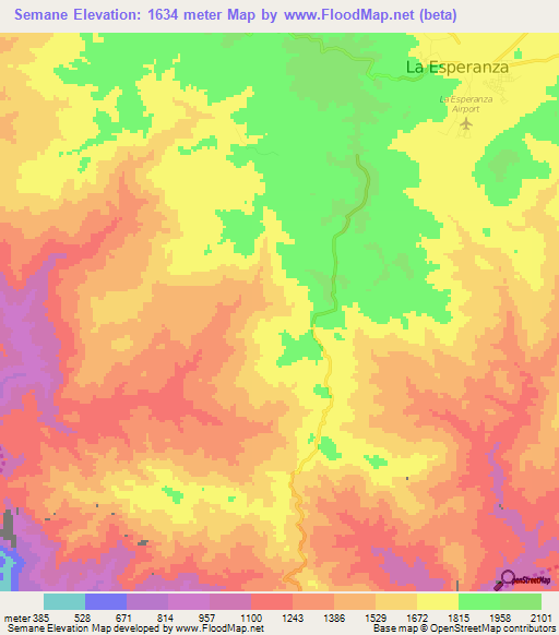 Semane,Honduras Elevation Map