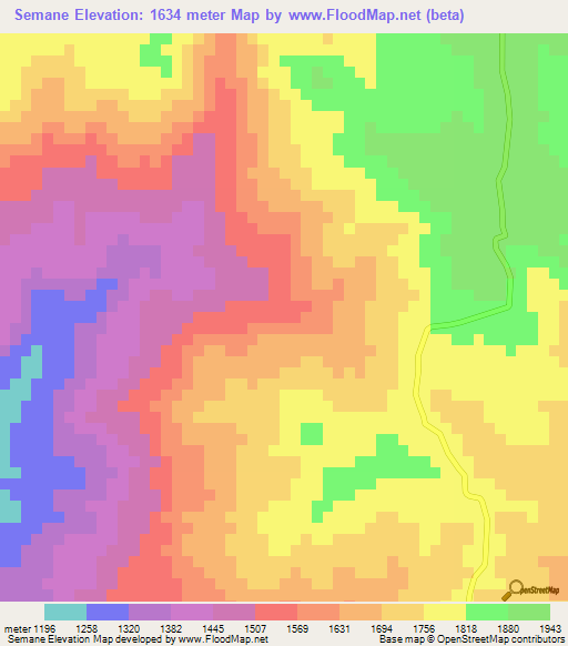 Semane,Honduras Elevation Map