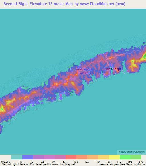 Second Bight,Honduras Elevation Map