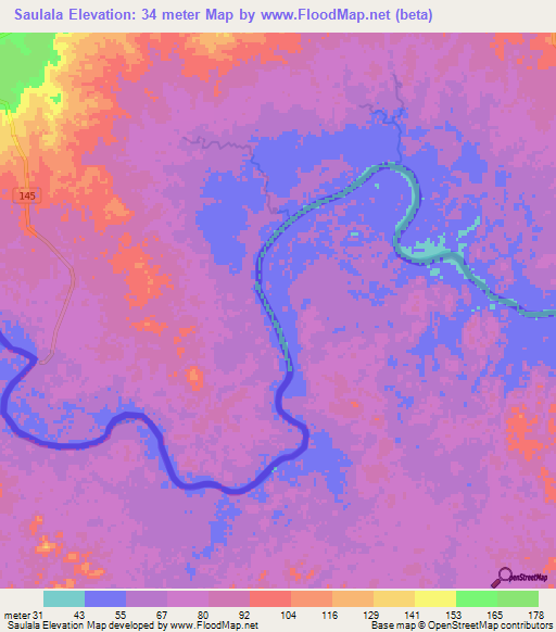 Saulala,Honduras Elevation Map