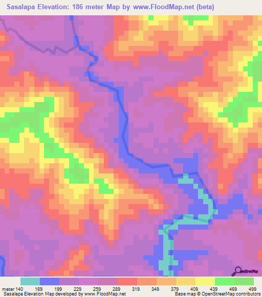 Sasalapa,Honduras Elevation Map