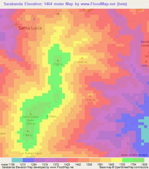 Sarabanda,Honduras Elevation Map