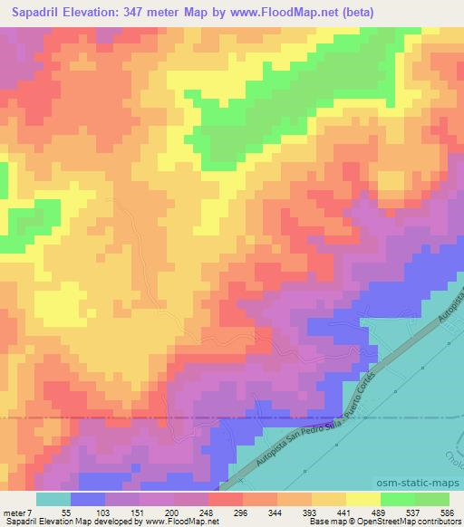 Sapadril,Honduras Elevation Map