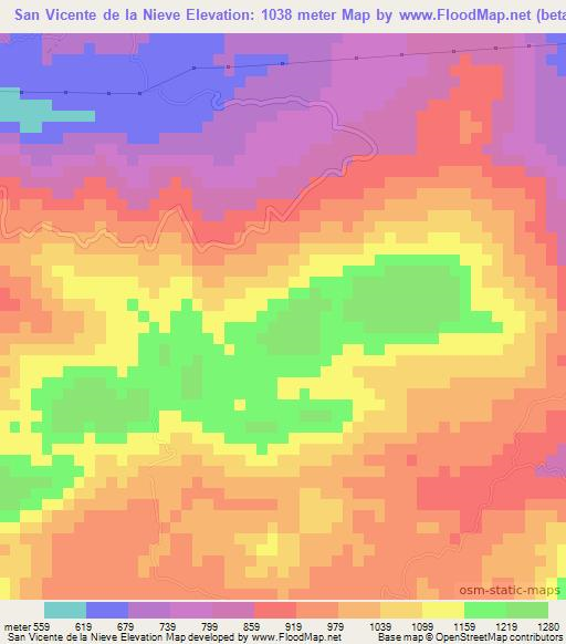 San Vicente de la Nieve,Honduras Elevation Map