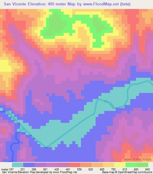 San Vicente,Honduras Elevation Map