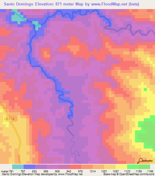 Santo Domingo,Honduras Elevation Map