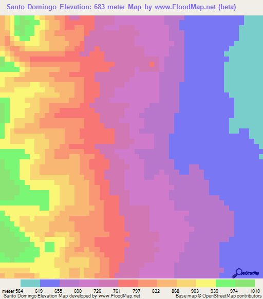 Santo Domingo,Honduras Elevation Map