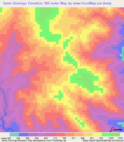 Santo Domingo,Honduras Elevation Map