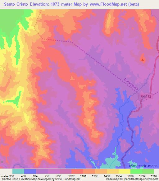 Santo Cristo,Honduras Elevation Map